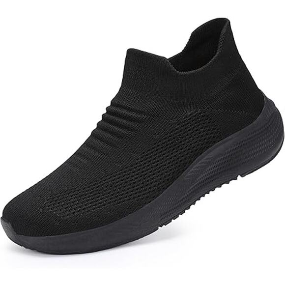 Shulook Womens Size 8 Black Mesh Slip On Breathable Comfort Walking Shoes - Picture 1 of 7